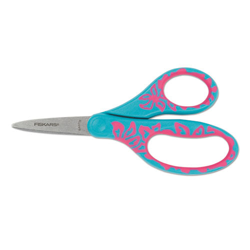 Kids/Student Softgrip Scissors, Pointed Tip, 5" Long, 1.75" Cut Length, Assorted Straight Handles-(FSK1943301020)