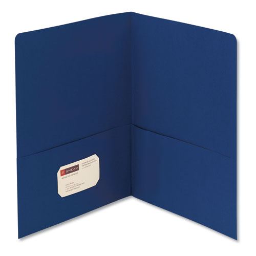 Two-Pocket Folder, Textured Paper, 100-Sheet Capacity, 11 x 8.5, Dark Blue, 25/Box-(SMD87854)