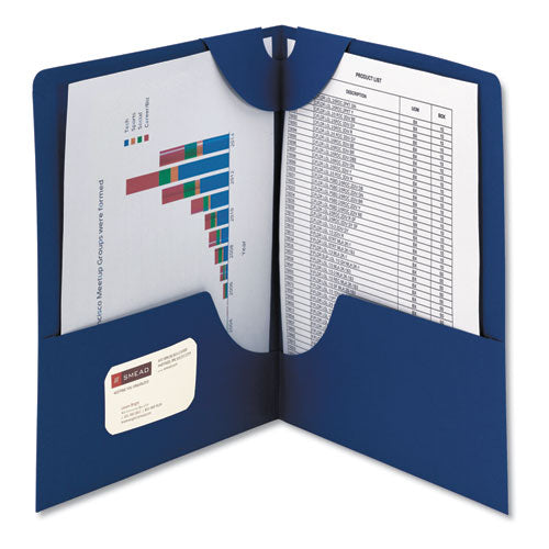 Lockit Two-Pocket Folder, Textured Paper, 100-Sheet Capacity, 11 x 8.5, Dark Blue, 25/Box-(SMD87982)