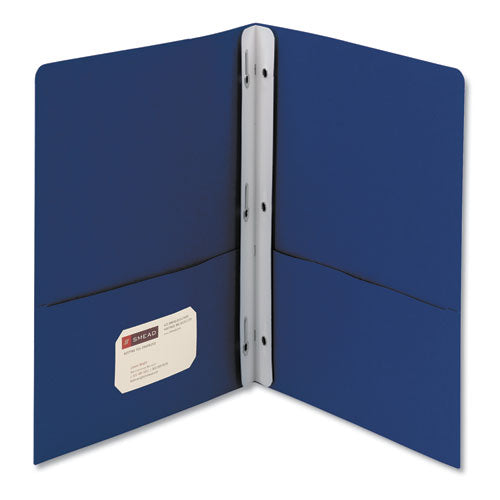 2-Pocket Folder with Tang Fastener, 0.5" Capacity, 11 x 8.5, Dark Blue, 25/Box-(SMD88054)