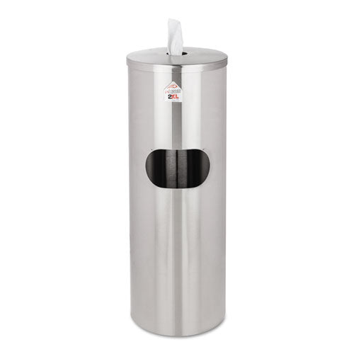 Standing Stainless Wipes Dispener, 12 x 12 x 36, Cylindrical, 5 gal, Stainless Steel-(TXLL65)