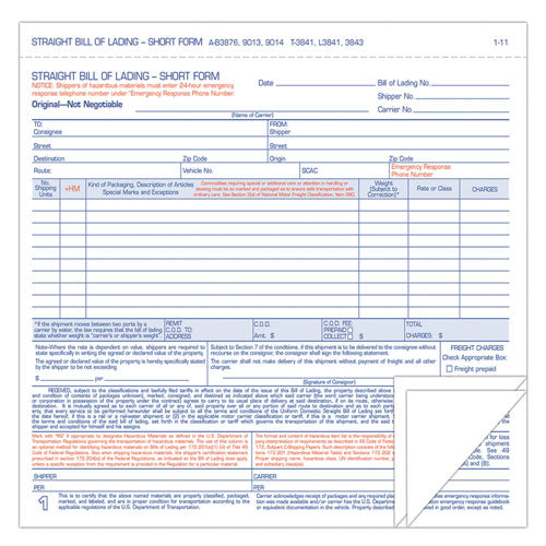 Hazardous Material Short Form, Three-Part Carbonless, 7 x 8.5, 250 Forms Total-(TOPL3841)