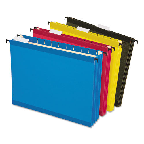 SureHook Hanging Pocket File, Letter Size, 1/5-Cut Tabs, Assorted Colors, 4/Pack-(PFX09213)