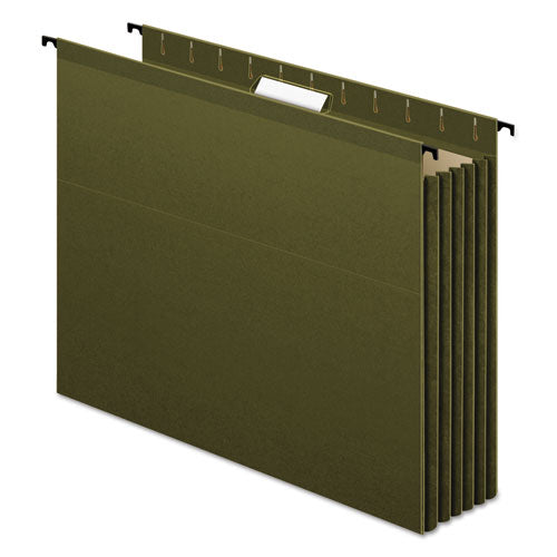 SureHook Hanging Pocket File, Letter Size, 1/5-Cut Tabs, Standard Green, 4/Pack-(PFX09217)