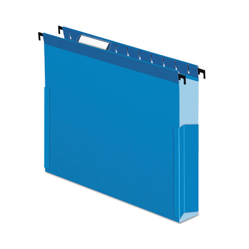 SureHook Reinforced Extra-Capacity Hanging Box File, 1 Section, 2" Capacity, Letter Size, 1/5-Cut Tabs, Blue, 25/Box-(PFX59202)