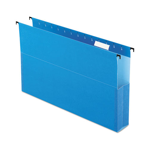 SureHook Reinforced Extra-Capacity Hanging Box File, 1 Section, 2" Capacity, Legal Size, 1/5-Cut Tabs, Blue, 25/Box-(PFX59302)