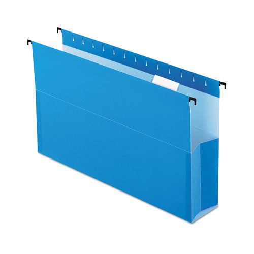 SureHook Reinforced Extra-Capacity Hanging Box File, 1 Section, 3" Capacity, Legal Size, 1/5-Cut Tabs, Blue, 25/Box-(PFX59303)