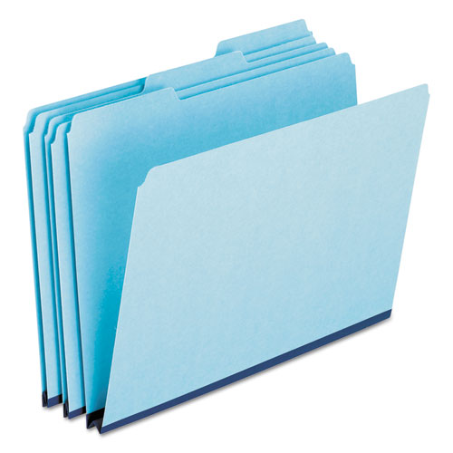 Pressboard Expanding File Folders, 1/3-Cut Tabs: Assorted, Letter Size, 1" Expansion, Blue, 25/Box-(PFX9200T13)