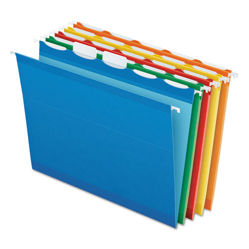 Ready-Tab Colored Reinforced Hanging Folders, Letter Size, 1/5-Cut Tabs, Assorted Colors, 25/Box-(PFX42592)