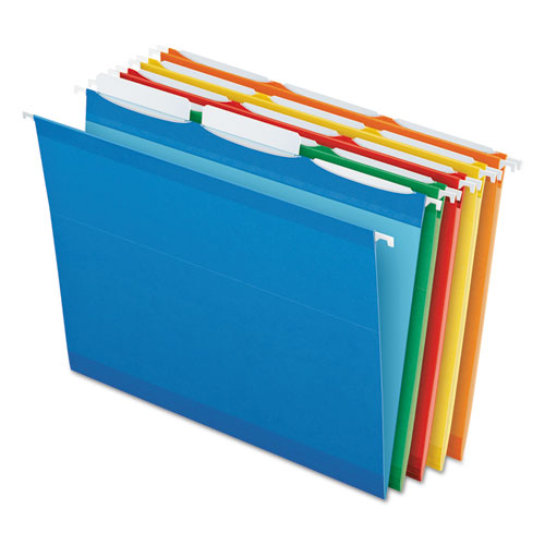 Ready-Tab Colored Reinforced Hanging Folders, Letter Size, 1/3-Cut Tabs, Assorted Colors, 25/Box-(PFX42621)