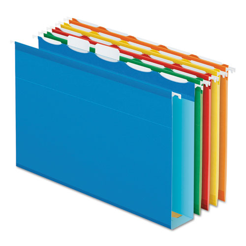 Ready-Tab Extra Capacity Reinforced Colored Hanging Folders, Letter Size, 1/5-Cut Tabs, Assorted Colors, 20/Box-(PFX42700)