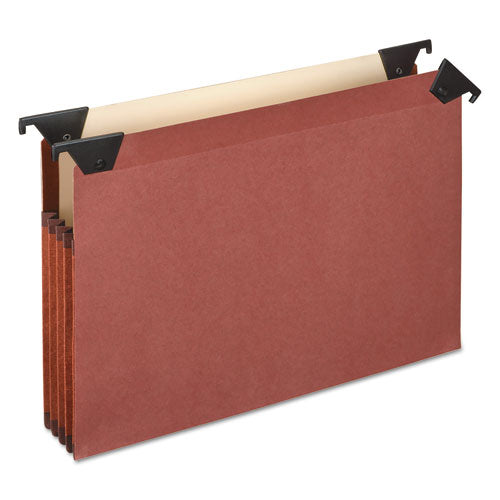 Premium Expanding Hanging File Pockets with Swing Hooks and Dividers, 3 Dividers with 1/3-Cut Tabs, Letter Size, Brown, 5/Box-(PFX45432)