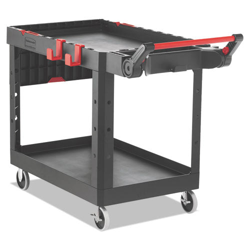 Heavy Duty Adaptable Utility Cart, Plastic, 2 Shelves, 500 lb Capacity, 25.2" x 51.5" x 36", Black-(RCP1997208)