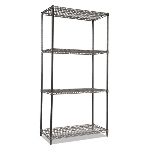 Wire Shelving Starter Kit, Four-Shelf, 36w x 18d x 72h, Black Anthracite-(ALESW503618BA)