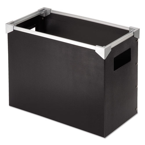 Poly Desktop File Box, Letter Files, 13" x 6.25" x 9.5", Black/Silver-(PFX01151)