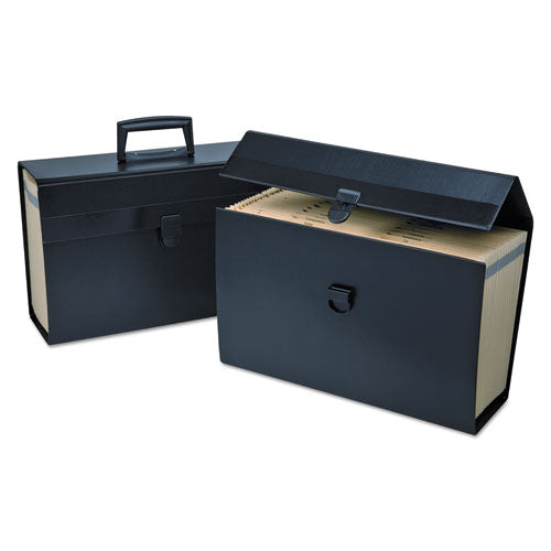 Letter/Legal Expanding Organizer, 15" Expansion, 19 Sections, Buckle Closure, 1/5-Cut Tabs, Legal Size, Black-(PFX01156)