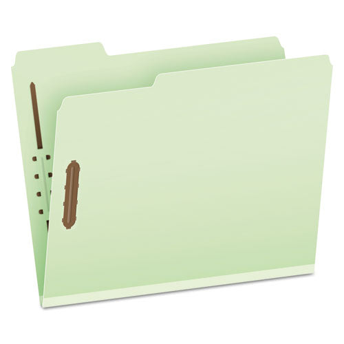 Heavy-Duty Pressboard Folders with Embossed Fasteners, 1/3-Cut Tabs, 2" Expansion, 2 Fasteners, Letter Size, Green, 25/Box-(PFX17181)