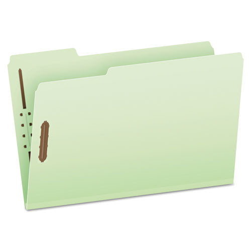 Heavy-Duty Pressboard Folders with Embossed Fasteners, 1/3-Cut Tabs, 3" Expansion, 2 Fasteners, Legal Size, Green, 25/Box-(PFX17187)