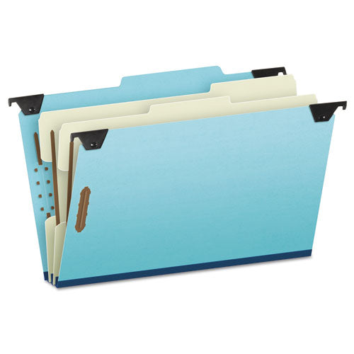 Hanging Classification Folders with Dividers, Legal Size, 2 Dividers, 2/5-Cut Exterior Tabs, Blue-(PFX59352)