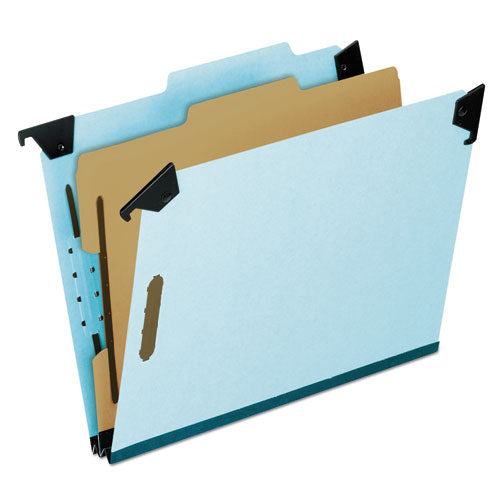 Hanging Classification Folders with Dividers, Letter Size, 1 Divider, 2/5-Cut Exterior Tabs, Blue-(PFX59251)