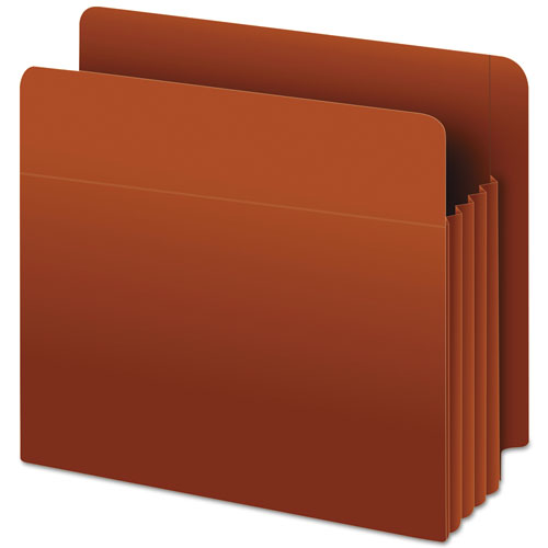 Heavy-Duty End Tab File Pockets, 3.5" Expansion, Letter Size, Red Fiber, 10/Box-(PFX95343)