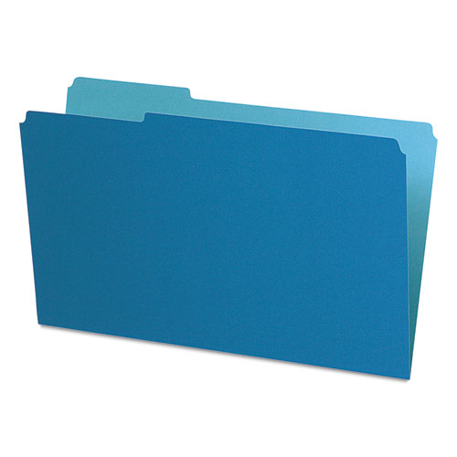 Interior File Folders, 1/3-Cut Tabs: Assorted, Legal Size, Blue, 100/Box-(PFX435013BLU)