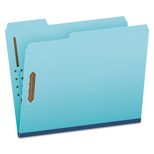 Heavy-Duty Pressboard Folders with Embossed Fasteners, 1/3-Cut Tabs, 1" Expansion, 2 Fasteners, Letter Size, Blue, 25/Box-(PFXFP213)