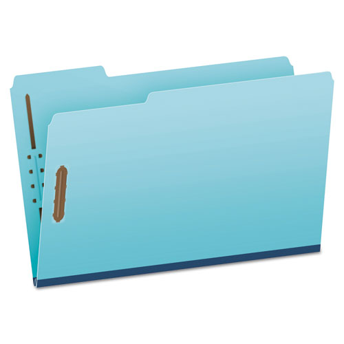 Heavy-Duty Pressboard Folders with Embossed Fasteners, 1/3-Cut Tabs, 1" Expansion, 2 Fasteners, Legal Size, Blue, 25/Box-(PFXFP313)