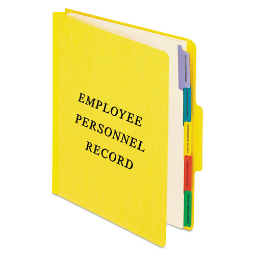 Vertical-Style Personnel Folders, 2" Expansion, 5 Dividers, 2 Fasteners, Letter Size, Yellow Exterior-(PFXSER1YEL)