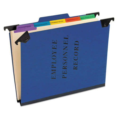 Hanging-Style Personnel Folders, 5 Dividers with 1/5-Cut Tabs, Letter Size, 1/3-Cut Exterior Tabs, Blue-(PFXSER2BL)