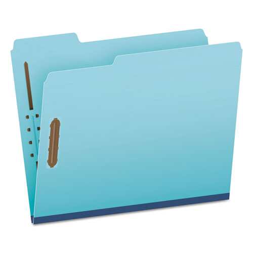 Earthwise by Pendaflex Heavy-Duty Pressboard Fastener Folders, 2" Expansion, 2 Fasteners, Letter Size, Light Blue, 25/Box-(GLW61542)