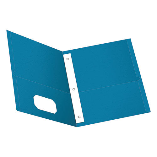 Twin-Pocket Folders with 3 Fasteners, 0.5" Capacity, 11 x 8.5, Light Blue, 25/Box-(OXF57701)