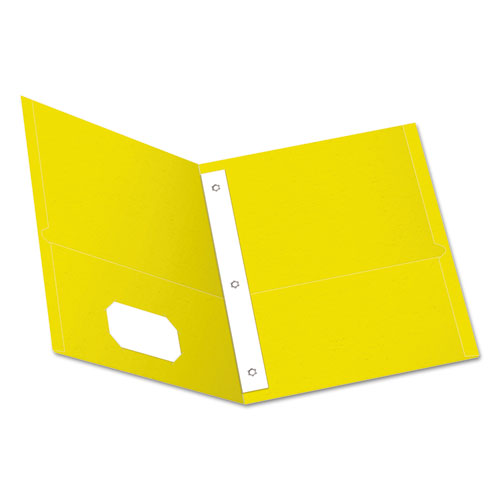 Twin-Pocket Folders with 3 Fasteners, 0.5" Capacity, 11 x 8.5, Yellow, 25/Box-(OXF57709)