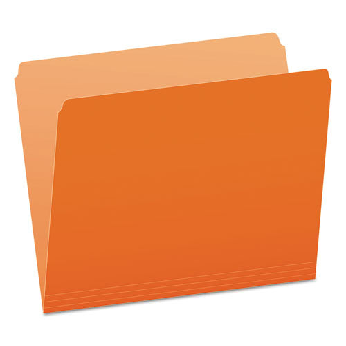 Colored File Folders, Straight Tabs, Letter Size, Orange/Light Orange, 100/Box-(PFX152ORA)