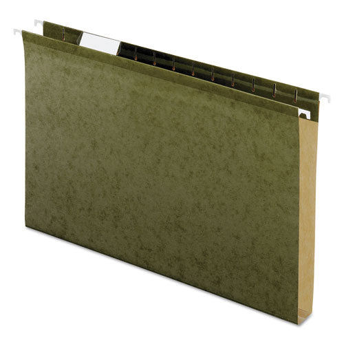 Extra Capacity Reinforced Hanging File Folders with Box Bottom, 1" Capacity, Legal Size, 1/5-Cut Tabs, Green, 25/Box-(PFX4153X1)