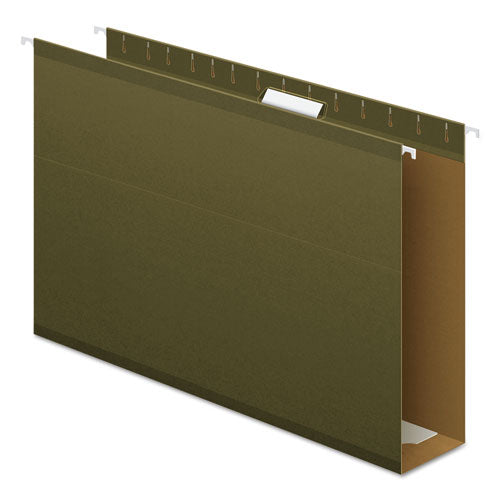 Extra Capacity Reinforced Hanging File Folders with Box Bottom, 3" Capacity, Legal Size, 1/5-Cut Tabs, Green, 25/Box-(PFX4153X3)