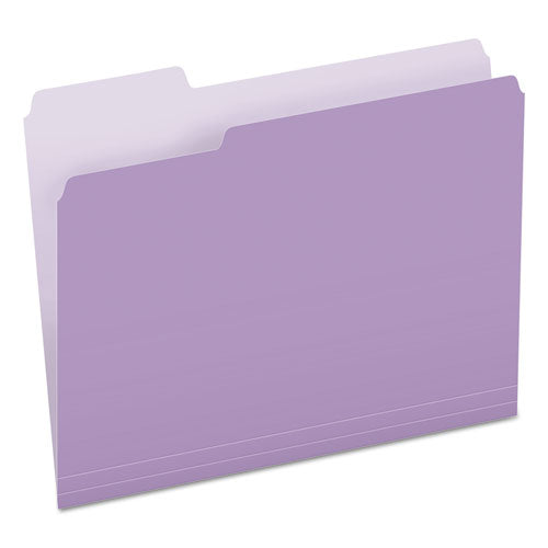 Colored File Folders, 1/3-Cut Tabs: Assorted, Letter Size, Lavender/Light Lavender, 100/Box-(PFX15213LAV)