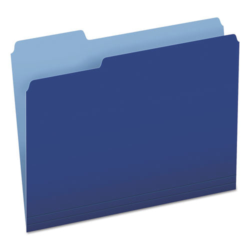 Colored File Folders, 1/3-Cut Tabs: Assorted, Letter Size, Navy Blue/Light Blue, 100/Box-(PFX15213NAV)