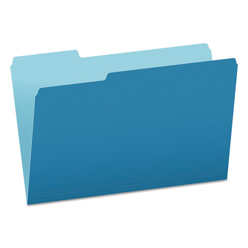 Colored File Folders, 1/3-Cut Tabs: Assorted, Legal Size, Blue/Light Blue, 100/Box-(PFX15313BLU)