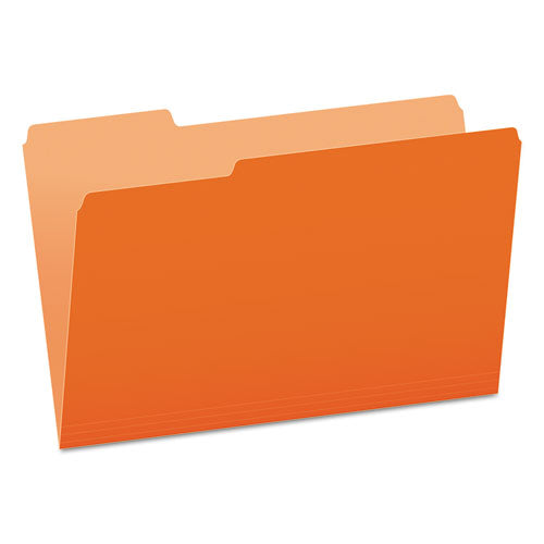 Colored File Folders, 1/3-Cut Tabs: Assorted, Legal Size, Orange/Light Orange, 100/Box-(PFX15313ORA)