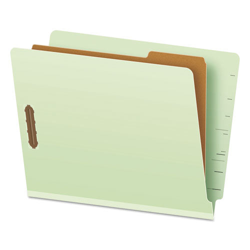 End Tab Classification Folders, 1.75" Expansion, 1 Divider, 4 Fasteners, Letter Size, Pale Green Exterior, 10/Box-(PFX23214)