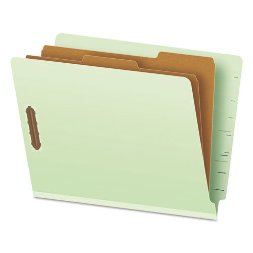 End Tab Classification Folders, 2.5" Expansion, 2 Dividers, 6 Fasteners, Letter Size, Pale Green Exterior, 10/Box-(PFX23224)