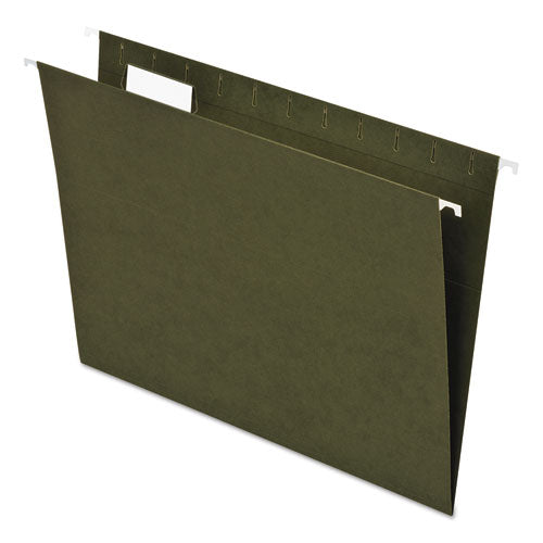 Earthwise by Pendaflex 100% Recycled Colored Hanging File Folders, Letter Size, 1/5-Cut Tabs, Green, 25/Box-(PFX74517)