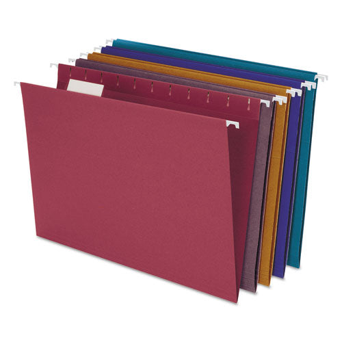 Earthwise by Pendaflex EZ Slide 100% Recycled Colored Hanging File Folders, Letter Size, 1/5-Cut Tabs, Assorted Colors, 20/BX-(PFX35117)