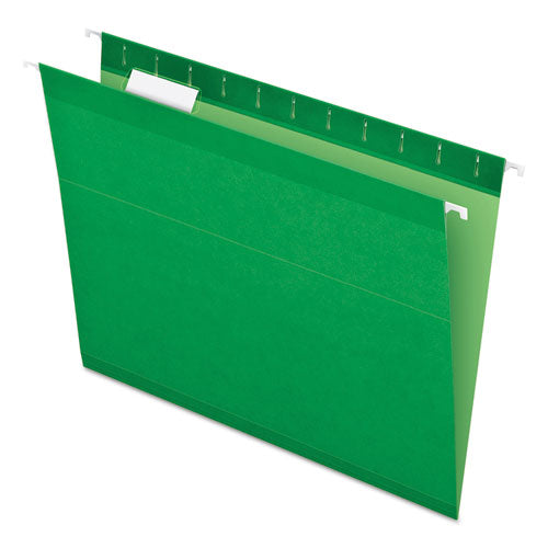 Colored Reinforced Hanging Folders, Letter Size, 1/5-Cut Tabs, Bright Green, 25/Box-(PFX415215BGR)