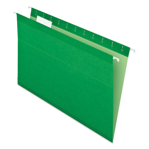 Colored Reinforced Hanging Folders, Legal Size, 1/5-Cut Tabs, Bright Green, 25/Box-(PFX415315BGR)