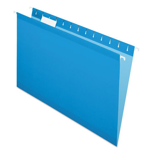 Colored Reinforced Hanging Folders, Legal Size, 1/5-Cut Tabs, Blue, 25/Box-(PFX415315BLU)