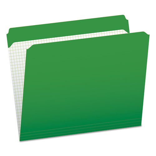 Double-Ply Reinforced Top Tab Colored File Folders, Straight Tabs, Letter Size, 0.75" Expansion, Bright Green, 100/Box-(PFXR152BGR)