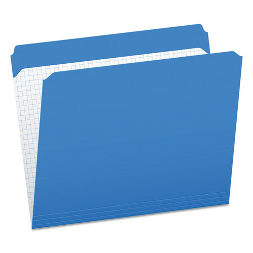 Double-Ply Reinforced Top Tab Colored File Folders, Straight Tabs, Letter Size, 0.75" Expansion, Blue, 100/Box-(PFXR152BLU)