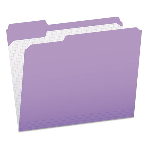 Double-Ply Reinforced Top Tab Colored File Folders, 1/3-Cut Tabs: Assorted, Letter Size, 0.75" Expansion, Lavender, 100/Box-(PFXR15213LAV)